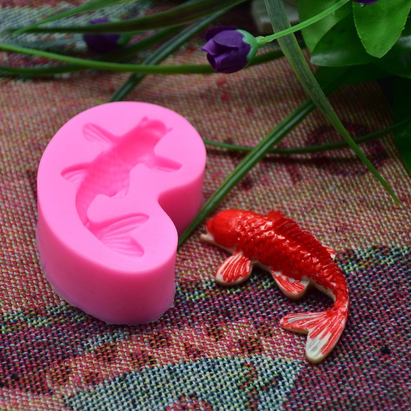HiParty 2Pcs/Set Koi Fish & Goldfish Fondant Mold, Carp Silicone Molds for Chocolate Candy Cake Cupcake Decoration Gum Paste Polymer Clay Soap Resin Crayon Melts - Image 4